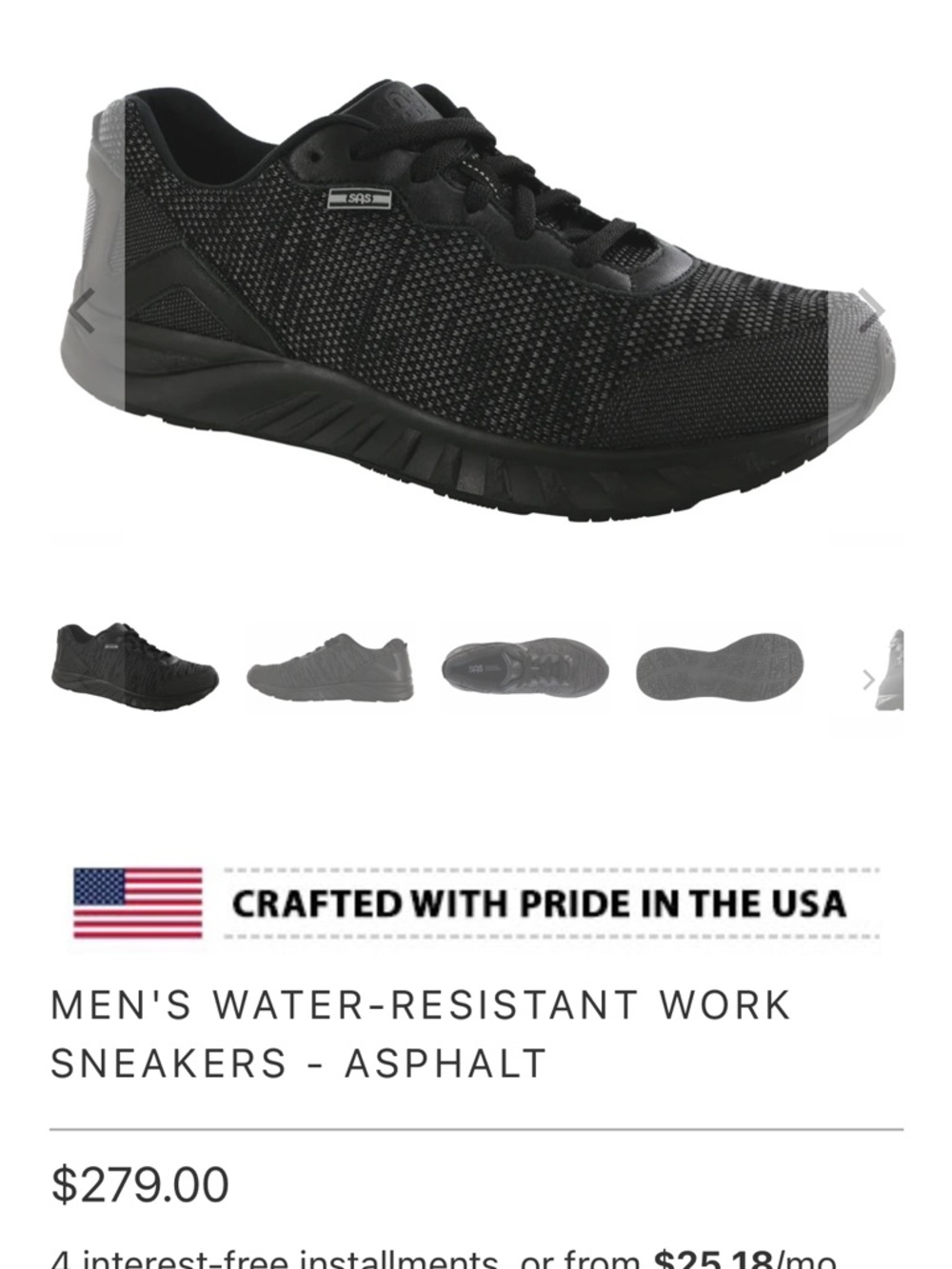 SAS Men’s Asphalt Black Athletic Work Sneakers PERFECT CONDITION